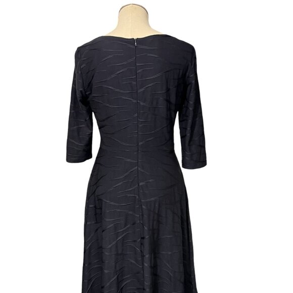 Joseph Ribkoff Dress Womens Black Textured Stretchy Bodycon A Line Midi size 6 - Picture 7 of 10